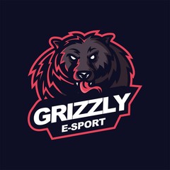 grizzly e-sport gaming mascot logo template