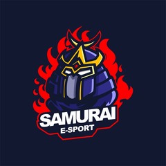 samurai e-sport gaming mascot logo template