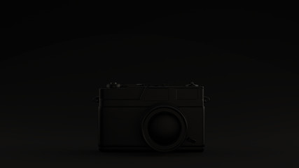 Black Vintage Camera with Adjustable Lens Black Background 3d illustration 3d render	