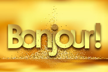 bonjour in golden stars background © nali