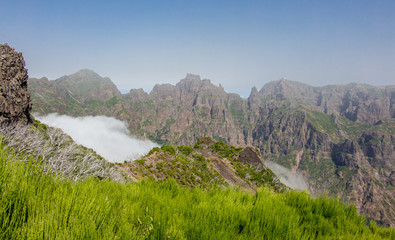 Madeira central mountains landscape ariero hiking clouds