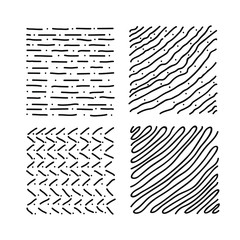 Set of hand drawn abstract black and white pattern
