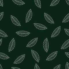 Seamless Pattern Green Line Leaf Foliage