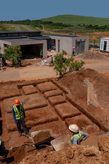 Construction site in progress view of excavations