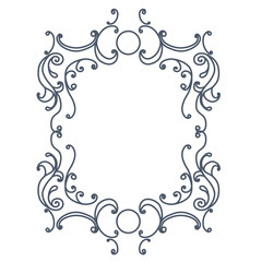 Baroque inspired ornate frame. Gray outlines isolated on white. Vector illustration.