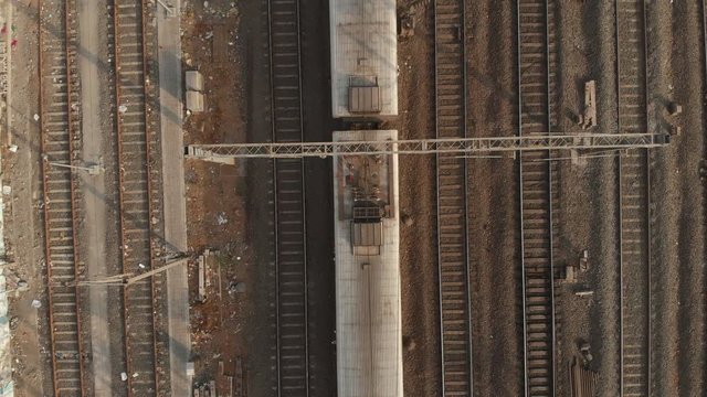 Overhead shot of a local Mumbai train