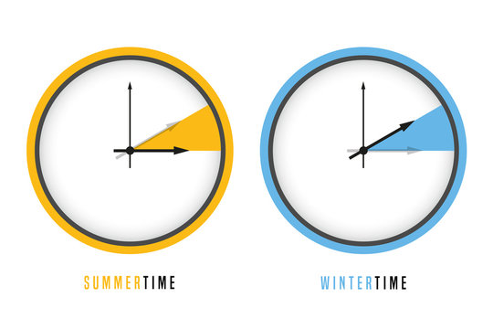 summer and winter time clock daylight saving vector illustration EPS10