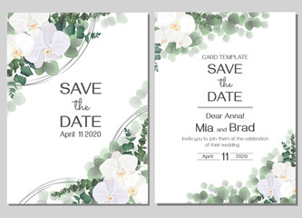 set of invitations cards with flowers