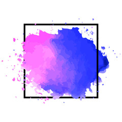 Vector illustration of pink logotype for business cards. Hand drawn watercolor elements