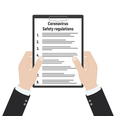 Coronavirus 2020-nCoV safety regulations. Health and medicine concept. Flat vector illustration.