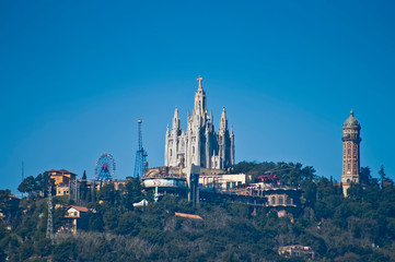 Fototapeta na wymiar Tibidabo Mount located at Barcelona, Spain