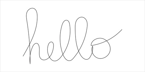 Hello. Hand painted lettering. Calligraphy. Vector illustration isolated on white background. World hello day, November 21 Funny. Design element for poster, card, t shirt, banner or wallpaper