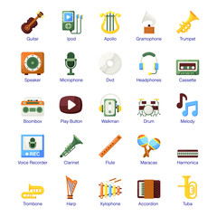 Pack Of Music Flat Icons 