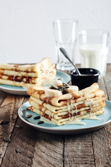 Homemade thin pancakes ( crepes ).
