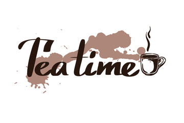 Tea time vector lettering