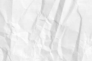 White crumpled paper background, texture old for web design screensavers. Template for various purposes or creating packaging.