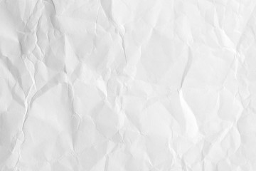 White crumpled paper background, texture old for web design screensavers. Template for various purposes or creating packaging.