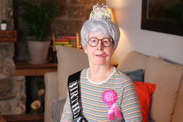 Woman celebrating her 60th birthday