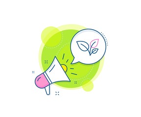 Grow plant leaf sign. Megaphone promotion complex icon. Leaves line icon. Environmental care symbol. Business marketing banner. Leaves sign. Vector