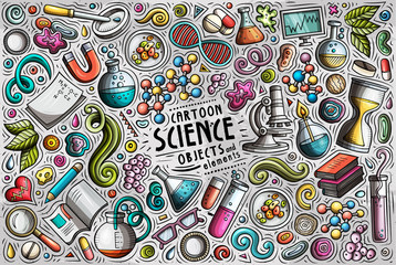 Vector set of Science theme items, objects and symbols