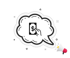Hold Cash money icon. Quote speech bubble. Banking currency sign. Dollar or USD symbol. Quotation marks. Classic receive money icon. Vector