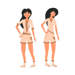 Cartoon Vector Illustration of Cute explorer women in different poses.