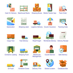 Pack Of Delivery Flat Icons 