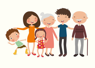 happy family. father, mother, grandparent, children, brother and sister, Vector illustration in a flat style