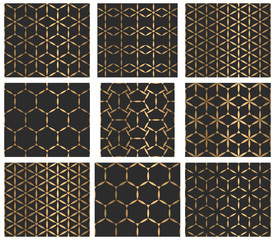 Abstract golden geometrical seamless patterns.