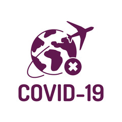 Travel ban glyph icon . Prevention stop travelling to risk places. Wuhan Novel coronavirus 2019-nCoV. Dangerous chinese virus. Pictogram for web page, mobile app, promo. UI UX GUI design element