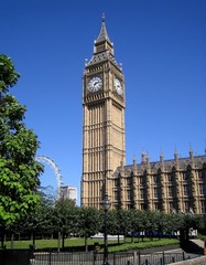 Fototapeta na wymiar Big Ben in London, UK. The name is the nickname for the Great Bell of the striking Elizabeth Clock Tower at the north end of the Palace of Westminster. There's been no Big Ben 'bong' on Brexit Day.