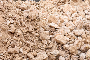 Rocks removed from a construction site  removed with an excavator.