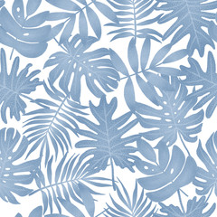 Summer exotic floral tropical palm leaves. Seamless pattern. Plant flower nature wallpaper