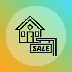 house for sale icon on gradient background