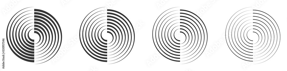 Wall mural set of vector circle elements. black linear circle