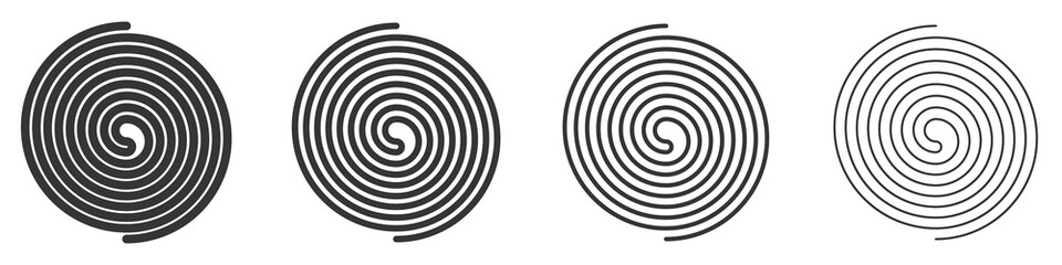 Set of vector swirls. Black swirl motion icons.