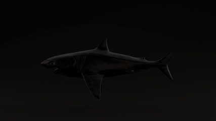Black Great White Shark Black Background 3d illustration 3d render