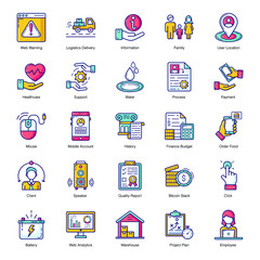 Flat Outline Icons In Modern Style 