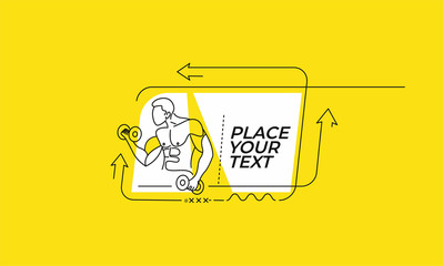 Flat linear Bodybuilding Sport and activity banner, scroll,  sticker, badge, price tag, poster.