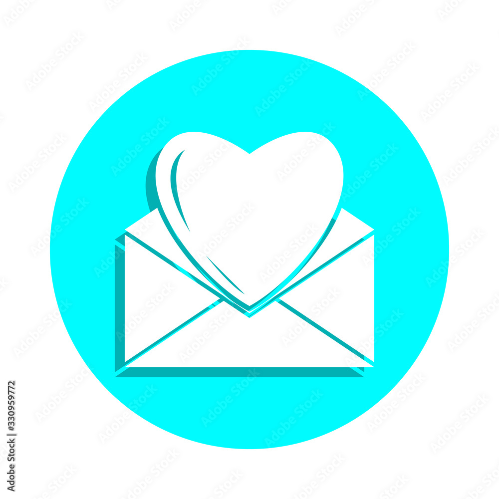 Poster heart in an envelope badge icon. simple glyph, flat vector of web icons for ui and ux, website or mo