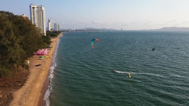 aerial view of pattaya sea beach chonburi eastern of thailand