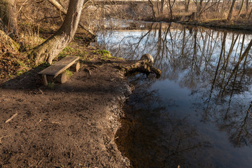 Holzbank an der Bode