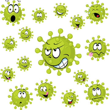 Corona Virus - COVID - 19 - Vector Illustration with Many Facial Expressions