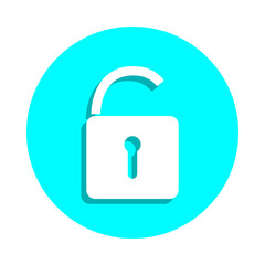 Open lock badge icon. Simple glyph, flat vector of web icons for ui and ux, website or mobile application