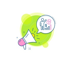 Search engine optimization sign. Megaphone promotion complex icon. Seo statistics line icon. Analytics chart symbol. Business marketing banner. Seo statistics sign. Vector