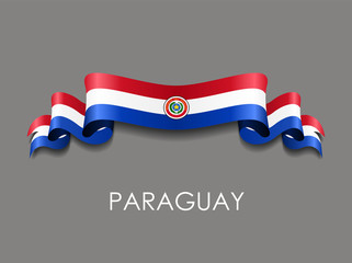 Paraguayan flag wavy ribbon background. Vector illustration.