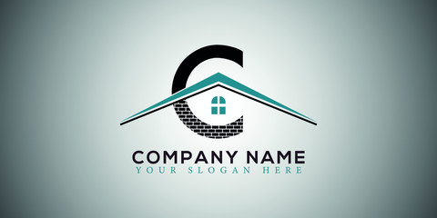 C real estate home construction letter logo design vector