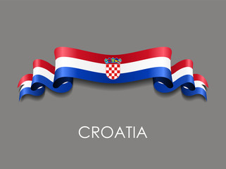 Croatian flag wavy ribbon background. Vector illustration. - obrazy, fototapety, plakaty