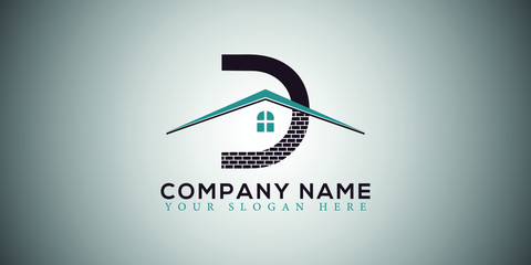 D real estate home construction letter logo design vector
