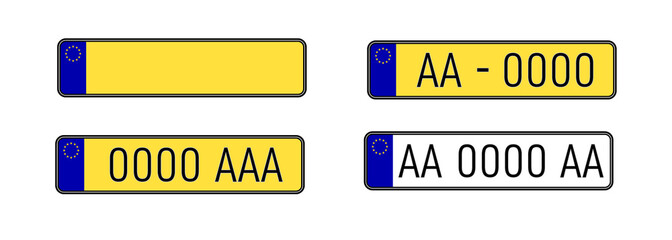 Car license plate set. number plate. Vehicle registration plates